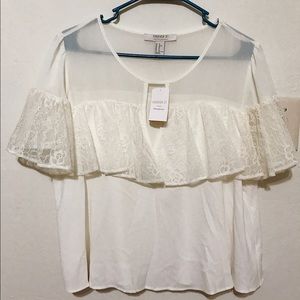 White Lace Blouse with open keyhole! (NWT)